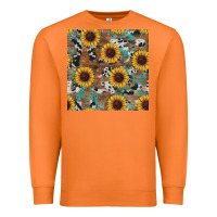 Carrot western sunflowers turquoise cowhide seamless background Premium Sweatshirt - RanaPortraitStore