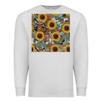 Dove Grey western sunflowers turquoise cowhide seamless background Premium Sweatshirt - RanaPortraitStore