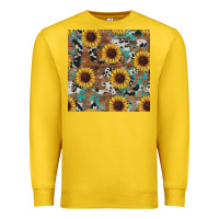 Lemon western sunflowers turquoise cowhide seamless background Premium Sweatshirt - RanaPortraitStore