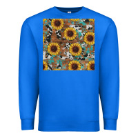 True Royal western sunflowers turquoise cowhide seamless background Premium Sweatshirt - RanaPortraitStore