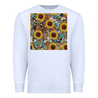 White western sunflowers turquoise cowhide seamless background Premium Sweatshirt - RanaPortraitStore