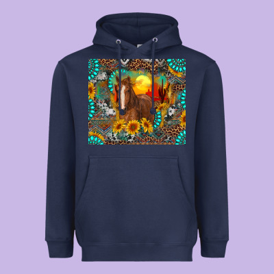 Heavyweight Hoodie western horse and desert tumbler