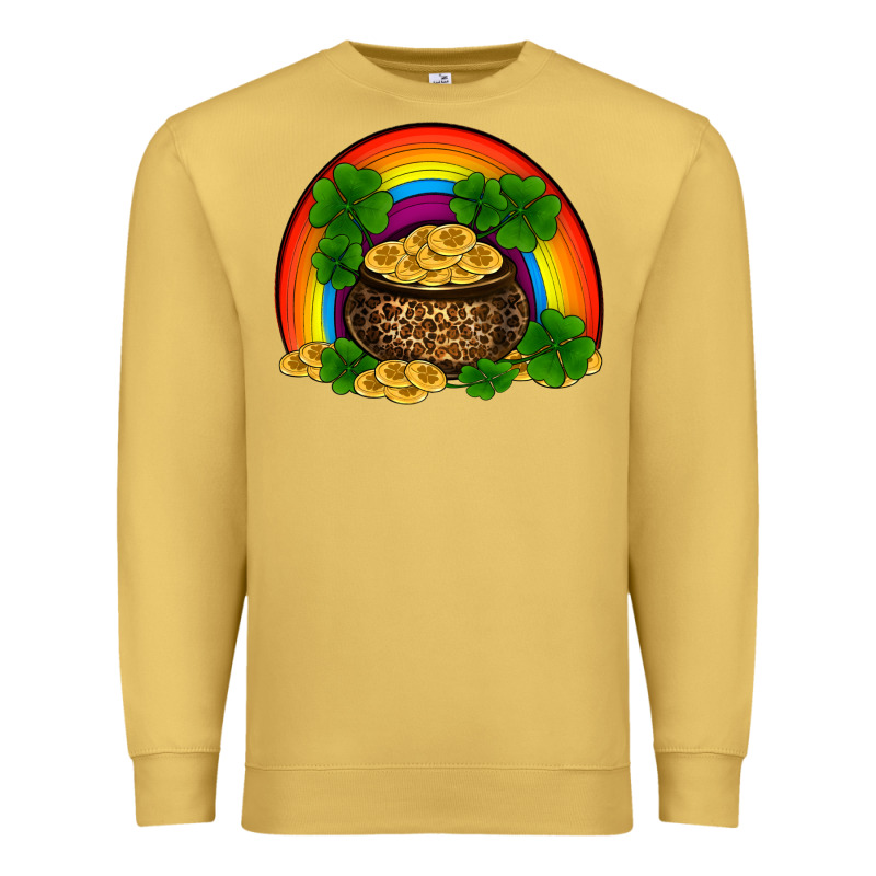 St Patricks Shamrock Gold Leopard Rainbow Premium Sweatshirt by RanaPortraitStore | Teevron