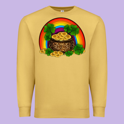 St Patricks Shamrock Gold Leopard Rainbow Premium Sweatshirt Designed By Ranaportraitstore
