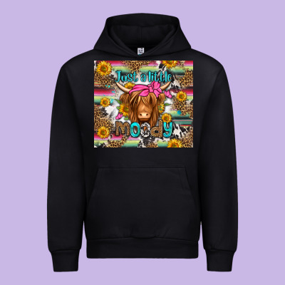 Just A Little Moody Long Haired Cow Urban Hoodie Designed By Jasminsmagicworld