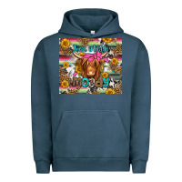 Pigment Midnight Navy just a little moody long haired cow Urban Hoodie - Jasminsmagicworld
