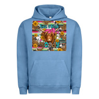 Pigment Pebble Blue just a little moody long haired cow Urban Hoodie - Jasminsmagicworld