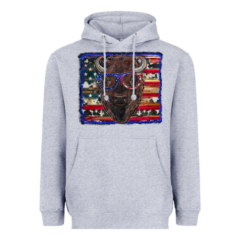 Bison With American Flag Heavyweight Hoodie by RanaPortraitStore | Teevron