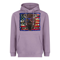 Lavender bison with american flag Heavyweight Hoodie - RanaPortraitStore