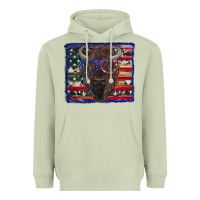 Matcha bison with american flag Heavyweight Hoodie - RanaPortraitStore