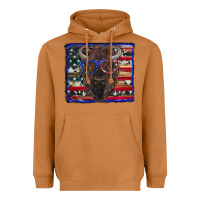 Meerkat bison with american flag Heavyweight Hoodie - RanaPortraitStore