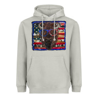 Moon Dust bison with american flag Heavyweight Hoodie - RanaPortraitStore