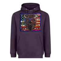 Plum bison with american flag Heavyweight Hoodie - RanaPortraitStore