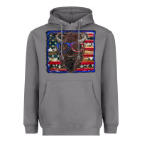 Storm bison with american flag Heavyweight Hoodie - RanaPortraitStore