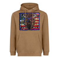 Toasted Coconut bison with american flag Heavyweight Hoodie - RanaPortraitStore