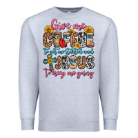 Heather Grey give me coffee to get me started and jesus to keep Premium Sweatshirt - Zillion Design Studio