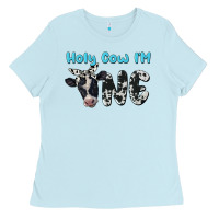 Baby Blue holy cow i'm one Ladies Tee - BarkalooDesign