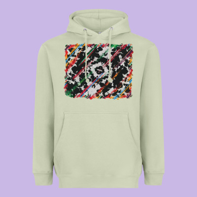Heavyweight Hoodie cowhide and serape background
