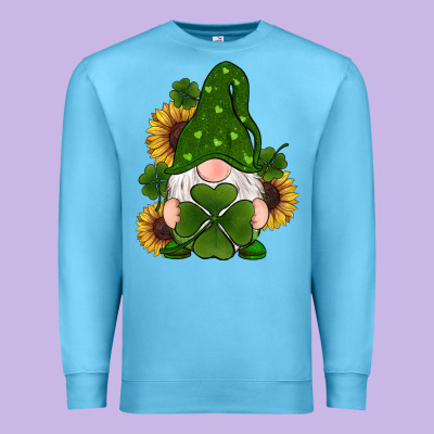 St Patricks Day Shamrock Gnomes  Sunflowers Premium Sweatshirt Designed By Ranaportraitstore