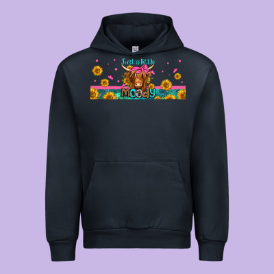 Just A Little Moody Long Haired Cow Urban Hoodie Designed By Jasminsmagicworld