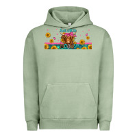 Pigment Oil Green just a little moody long haired cow Urban Hoodie - Jasminsmagicworld