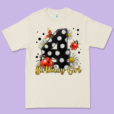 Ladybug Birthday Girl Age 4 Premium Tee Designed By Lillyallendesigns