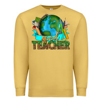 Antique Gold sped teacher with earth globe Premium Sweatshirt - texasbilliewilder
