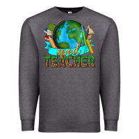 Charcoal Heather sped teacher with earth globe Premium Sweatshirt - texasbilliewilder