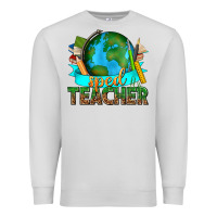 Dove Grey sped teacher with earth globe Premium Sweatshirt - texasbilliewilder