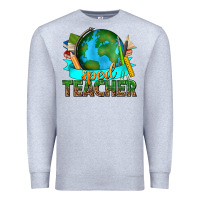 Heather Grey sped teacher with earth globe Premium Sweatshirt - texasbilliewilder