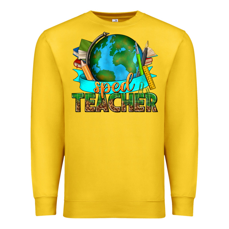 Sped Teacher With Earth Globe Premium Sweatshirt by texasbilliewilder | Teevron