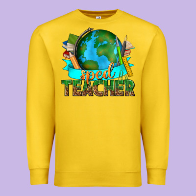 Sped Teacher With Earth Globe Premium Sweatshirt Designed By Texasbilliewilder