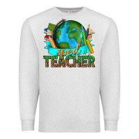Oatmeal Heather sped teacher with earth globe Premium Sweatshirt - texasbilliewilder