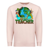 Pale Pink sped teacher with earth globe Premium Sweatshirt - texasbilliewilder
