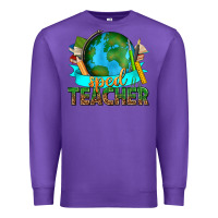 Purple sped teacher with earth globe Premium Sweatshirt - texasbilliewilder