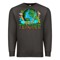Smoke sped teacher with earth globe Premium Sweatshirt - texasbilliewilder