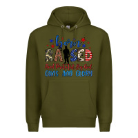 Army Green born raised and protected by god guns and glory Premium Hoodie - JahusDesignShop