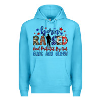 Ocean Blue born raised and protected by god guns and glory Premium Hoodie - JahusDesignShop