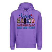 Purple born raised and protected by god guns and glory Premium Hoodie - JahusDesignShop