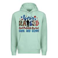 Seafoam born raised and protected by god guns and glory Premium Hoodie - JahusDesignShop