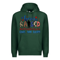 Sports Green born raised and protected by god guns and glory Premium Hoodie - JahusDesignShop