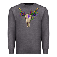 Charcoal Heather mardi gras bullskull Premium Sweatshirt - RanaPortraitStore