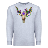 Heather Grey mardi gras bullskull Premium Sweatshirt - RanaPortraitStore