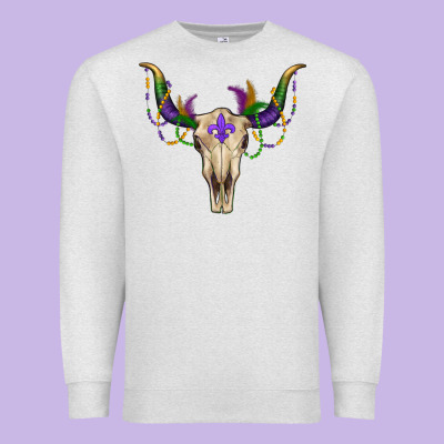 Mardi Gras Bullskull Premium Sweatshirt Designed By Ranaportraitstore