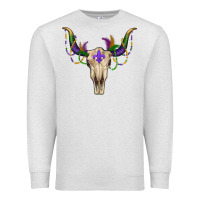 Oatmeal Heather mardi gras bullskull Premium Sweatshirt - RanaPortraitStore
