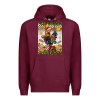 Burgundy Christmas rooster Premium Hoodie - Artiststas