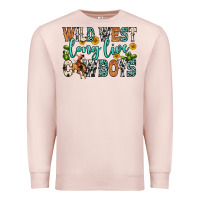 Pale Pink wild west long live cowboys Premium Sweatshirt - Zillion Design Studio