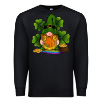 Black st patricks day gnomes shamrock gold horseshoes rainbow Premium Sweatshirt - RanaPortraitStore