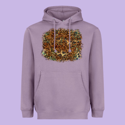 Heavyweight Hoodie leopard tooled leather turquoise
