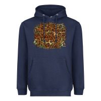 Navy leopard tooled leather turquoise Heavyweight Hoodie - RanaPortraitStore
